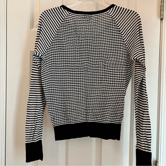 Worthington Black White Check Lightweight Buttons Knit Cardigan Sweater Size M - Picture 5 of 10